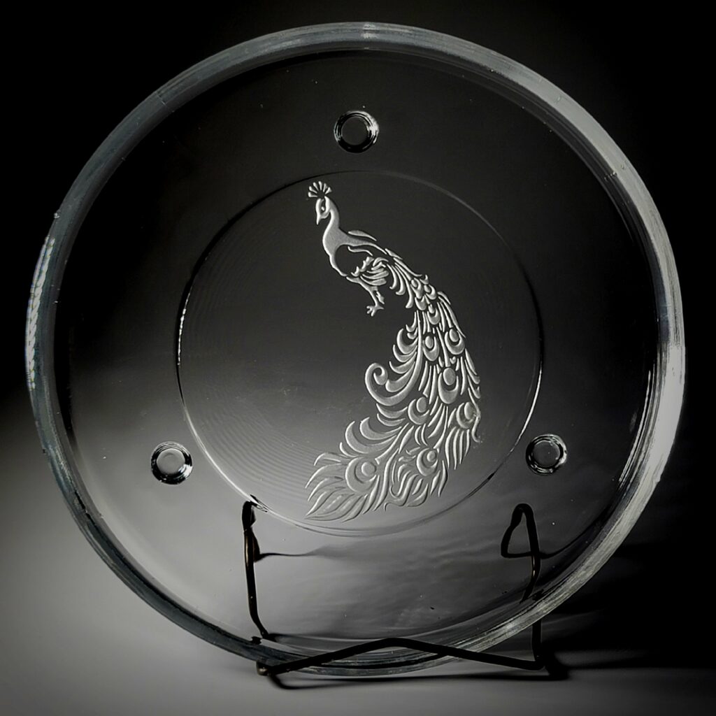 Deep Etched Decorative Tray - Peacock