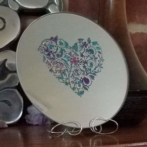 Etched Mirror Epoxy Heart