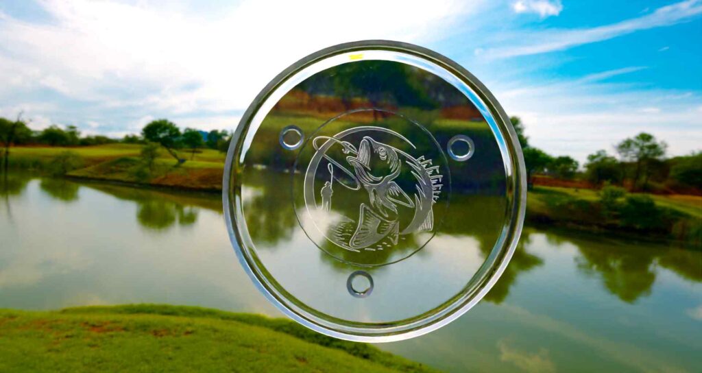 Etched Glass Tray Fishing