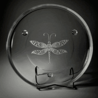 Etched Glass Tray Decor with Dragon Fly