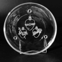 Etched Glass Tray Decor with Holy Family Hearts Design