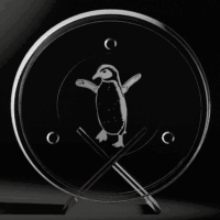 Etched Glass Tray Decor with Penguin with Wings