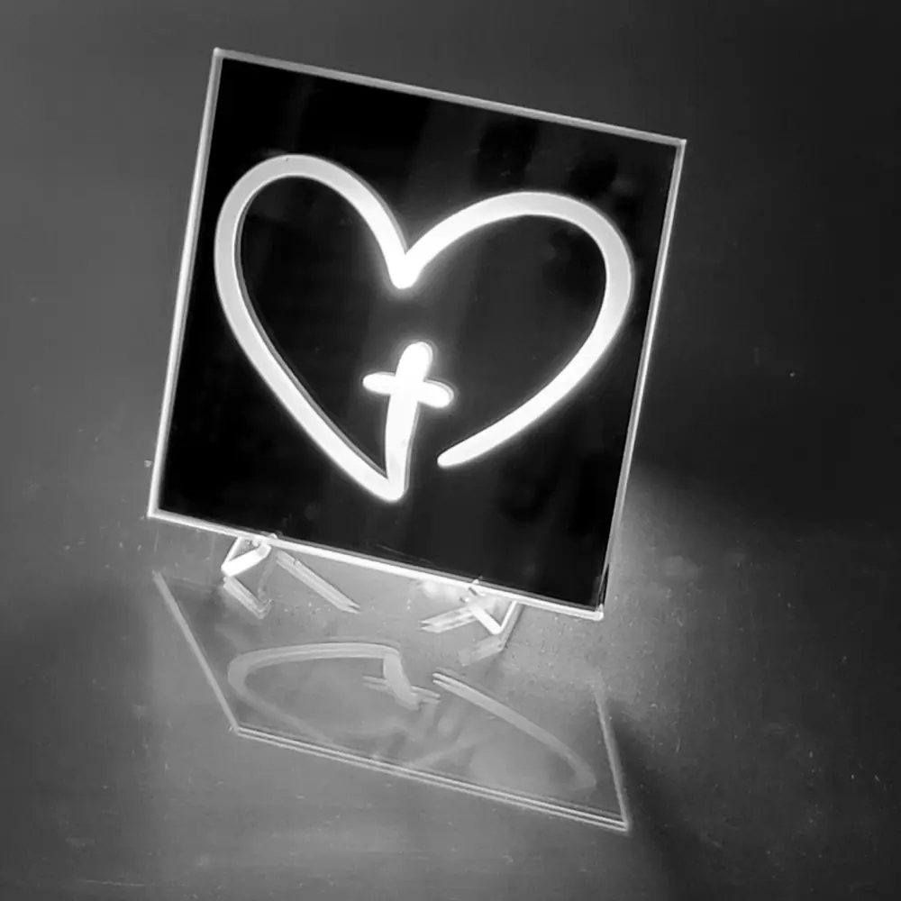 Cross in Heart Square Acrylic Stand2