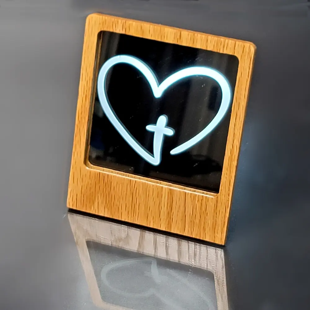 Cross in Heart Square Wood Frame