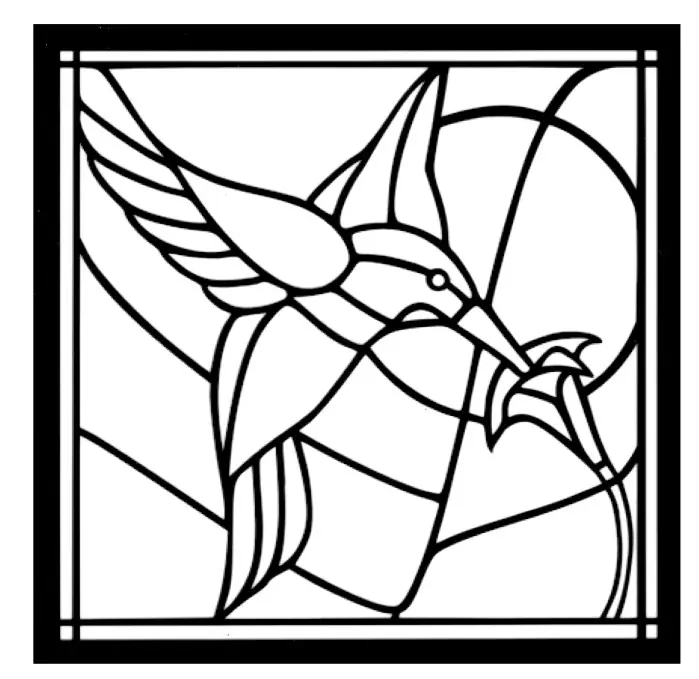 Hummingbird stained glass effect etched in square mirror - Image 2