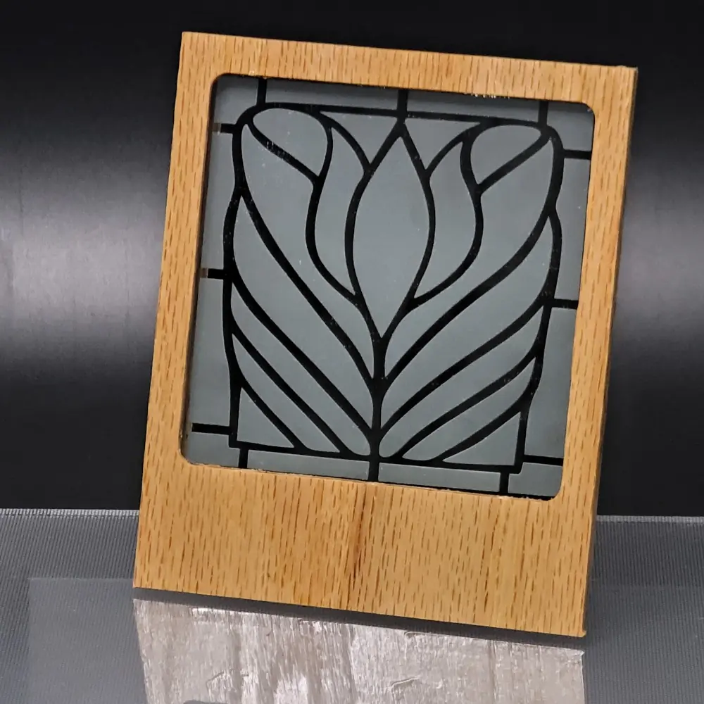 Iris Stained Glass Wood Stand2