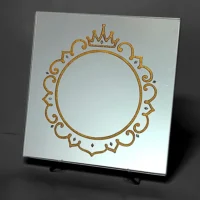 Princess Mirror Gold Infill SQ-Acrylic-Easel-BG-BLACK