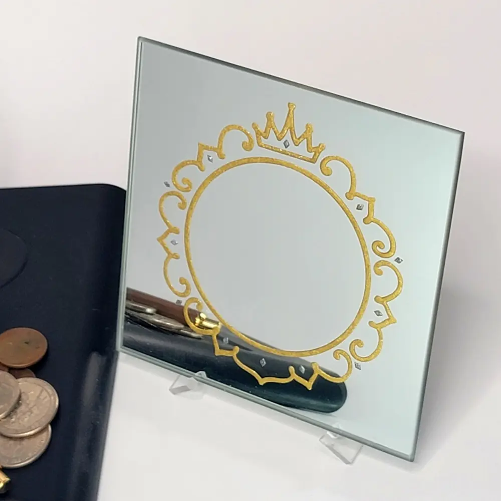Princess Mirror Gold Infill SQ-Acrylic-Easel