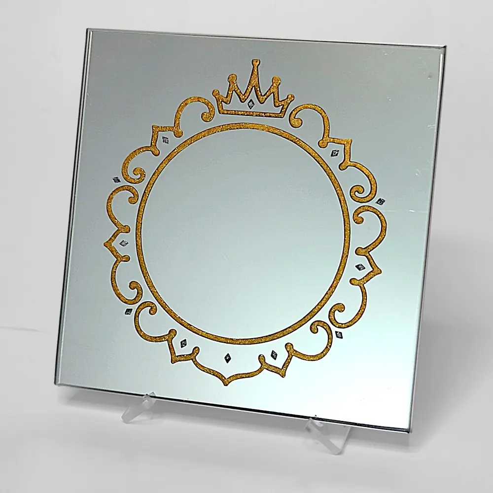 Princess Mirror Gold Infill SQ-Acrylic-Easel2