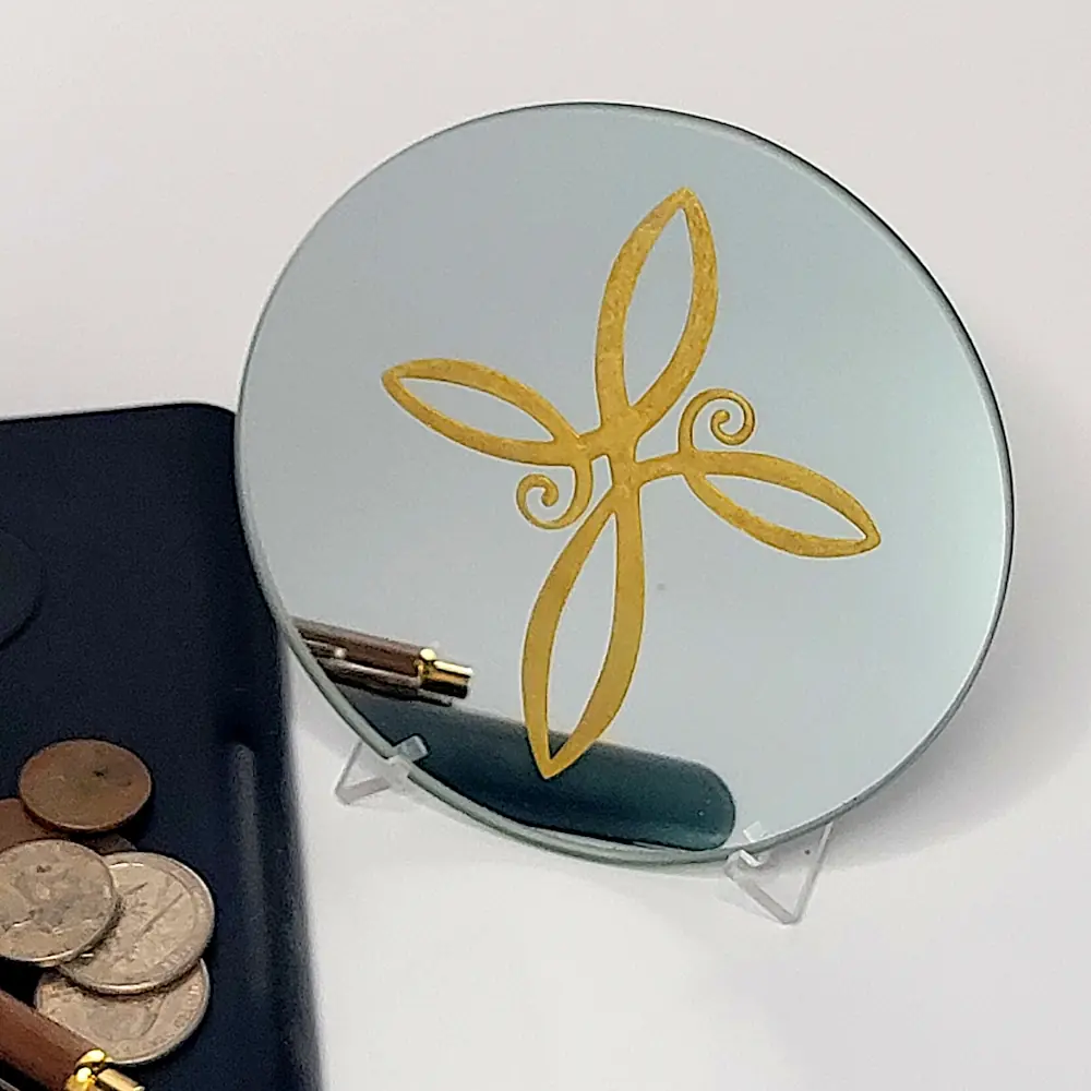 Swirl Cross Gold Infill Acrylic Easel2