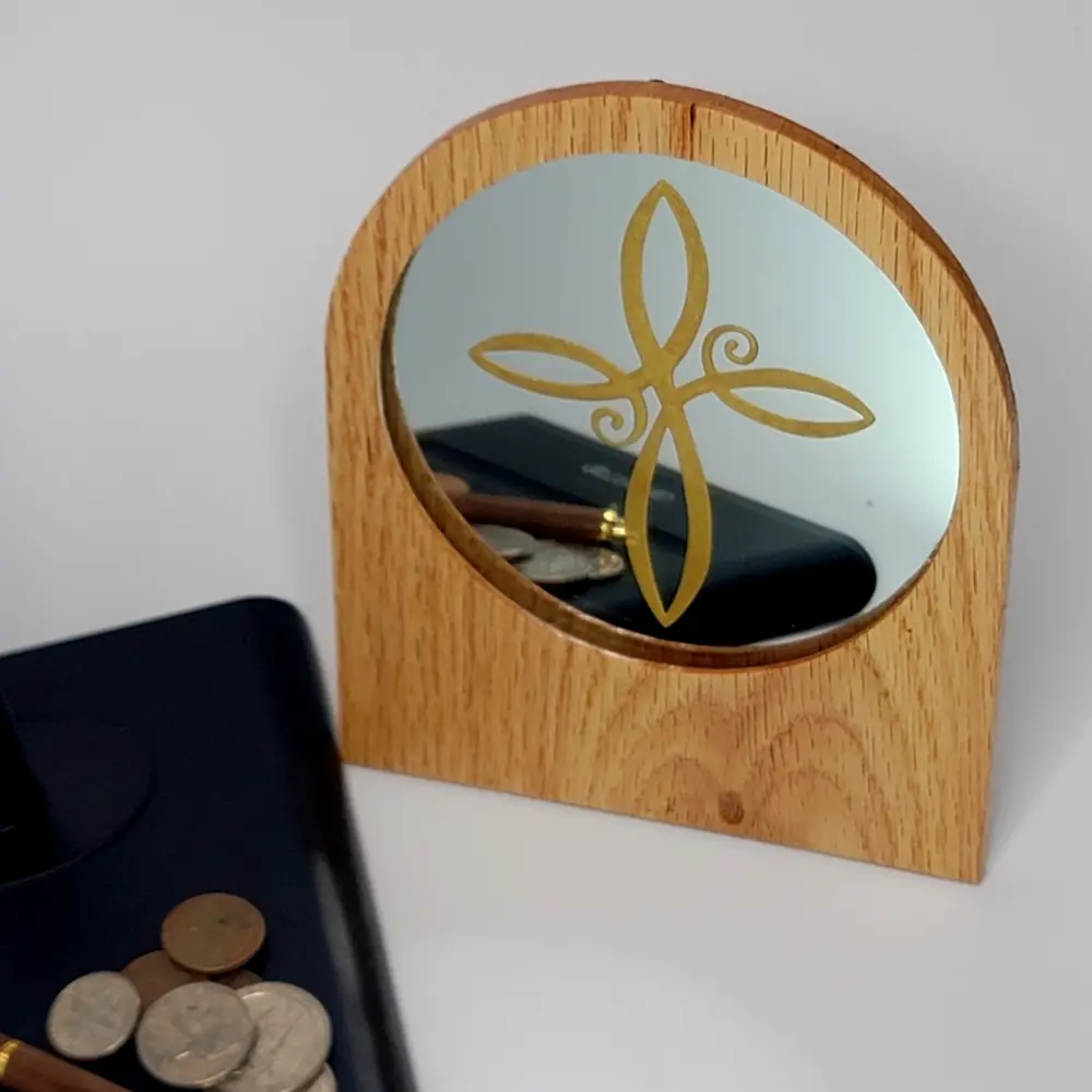Swirl Cross Gold Infill Wooden Frame2