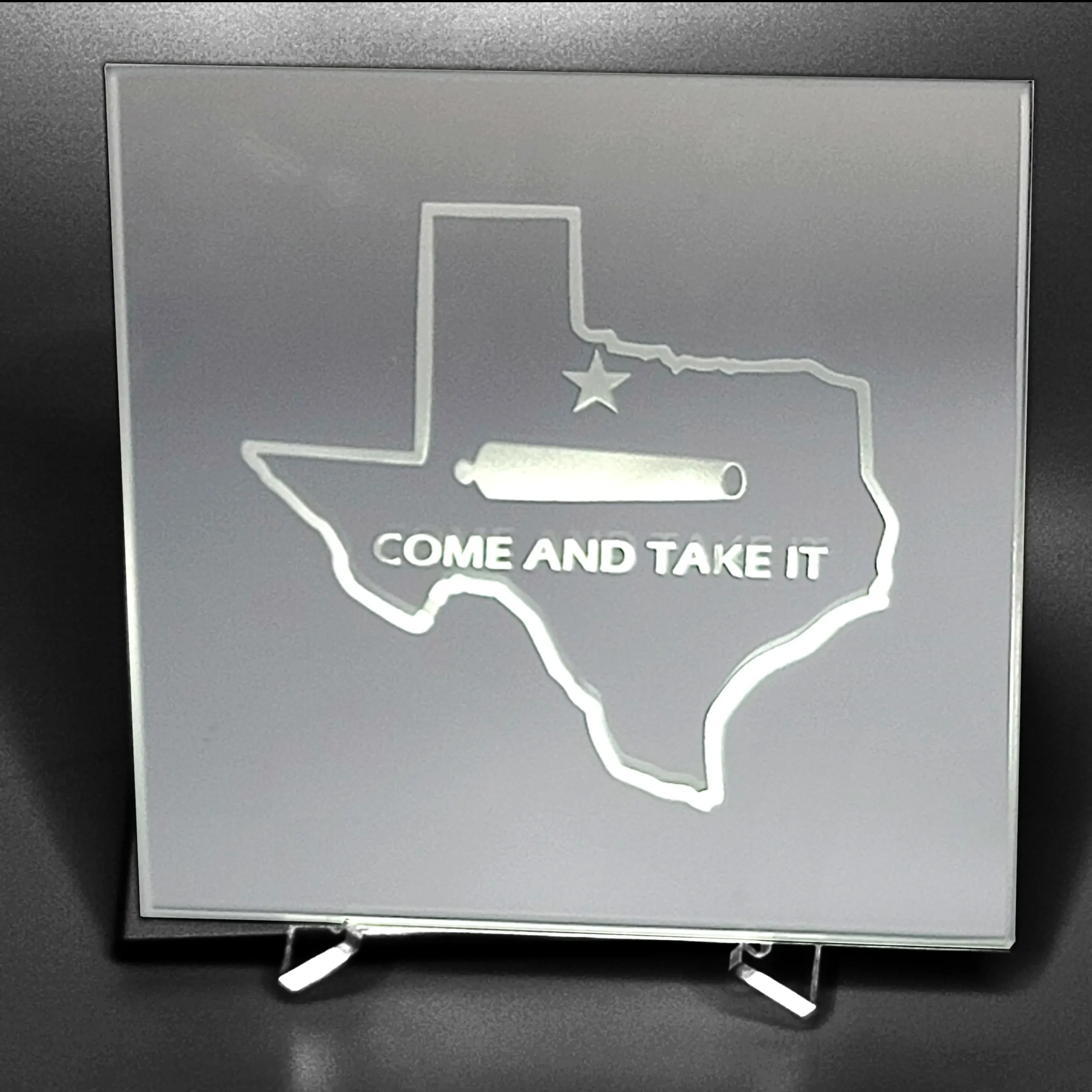 Texas Come and Take It Square Mirror Acrylic Stand