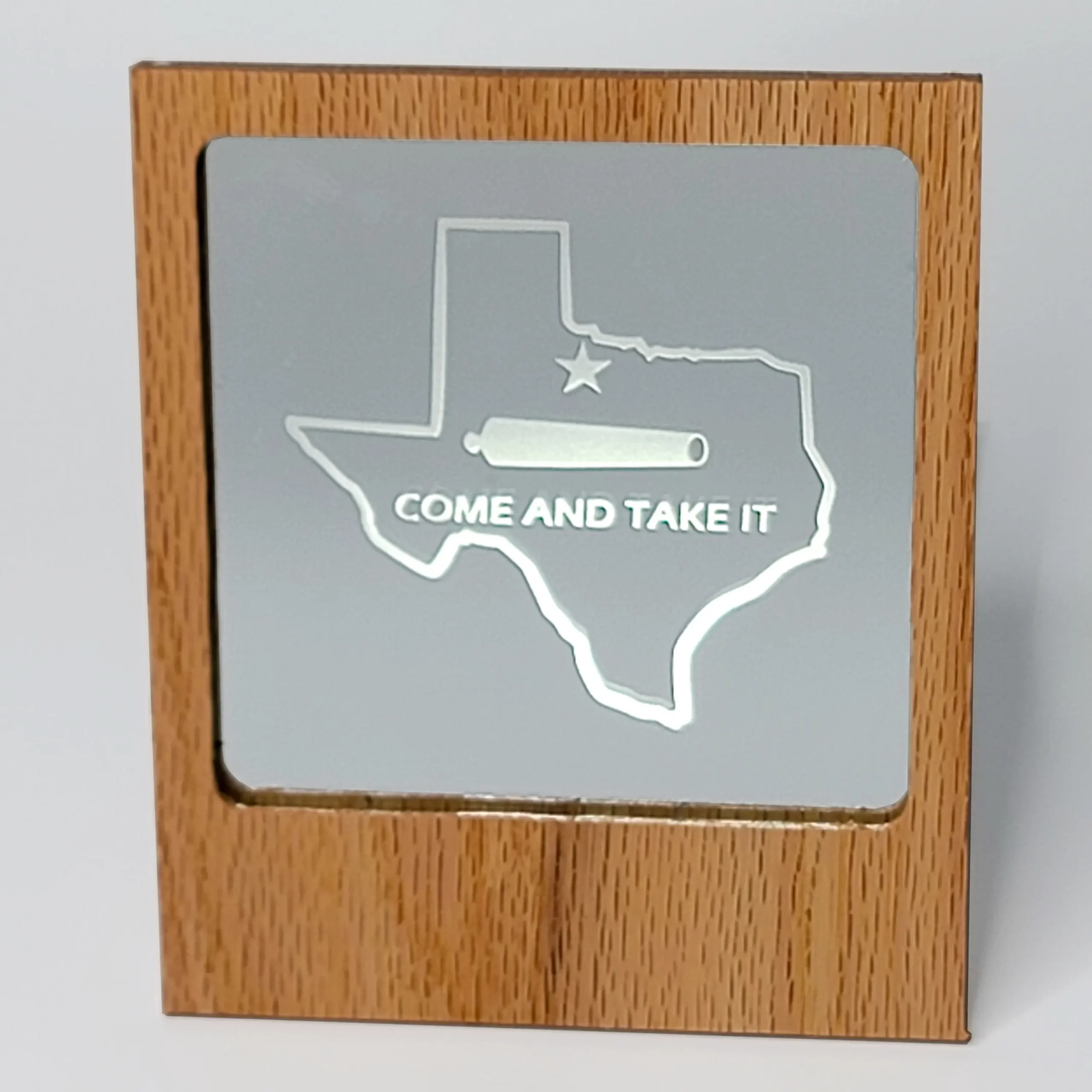 Texas Come and Take It Square Mirror Wooden Stand