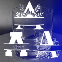 Whiskey Glass Personalized Split Letter Monogram