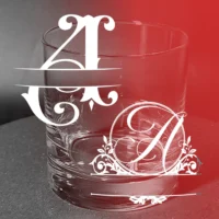Whiskey Glass Personalized Script and Fancy Single Letter Monogram
