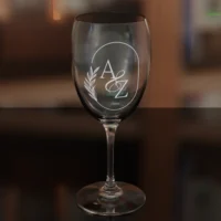 Wine Glass 8oz Oval Leaf Monogram