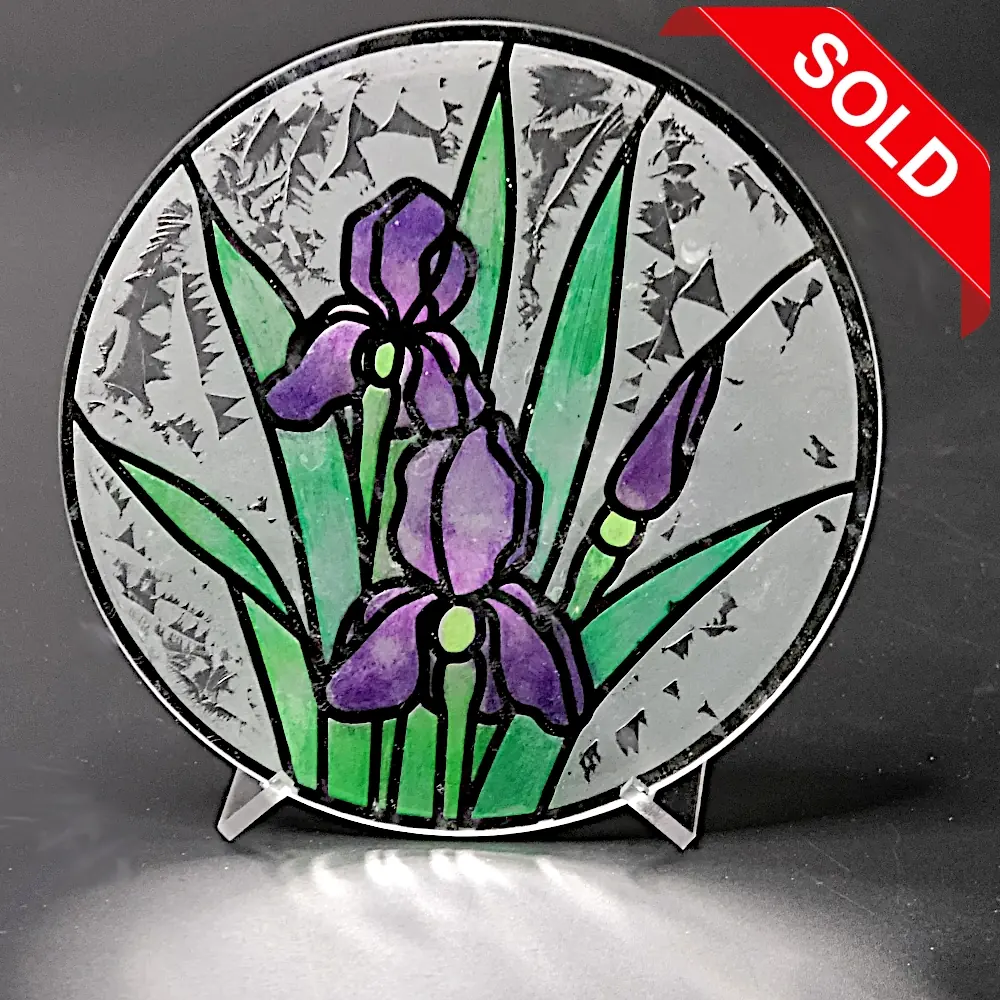 Iris stained glass pattern 9 with stand SOLD