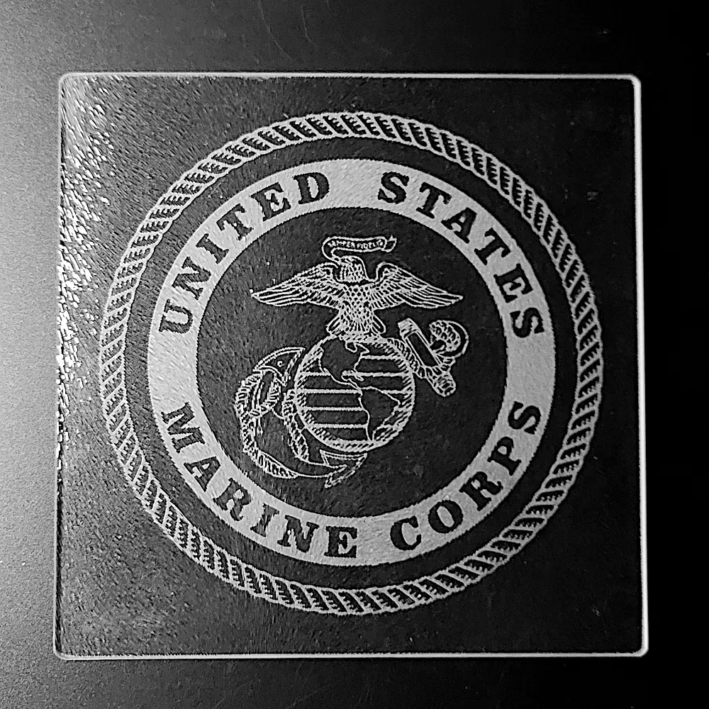 U. S. Marine Corps Sand-carved Glass Cutting Board