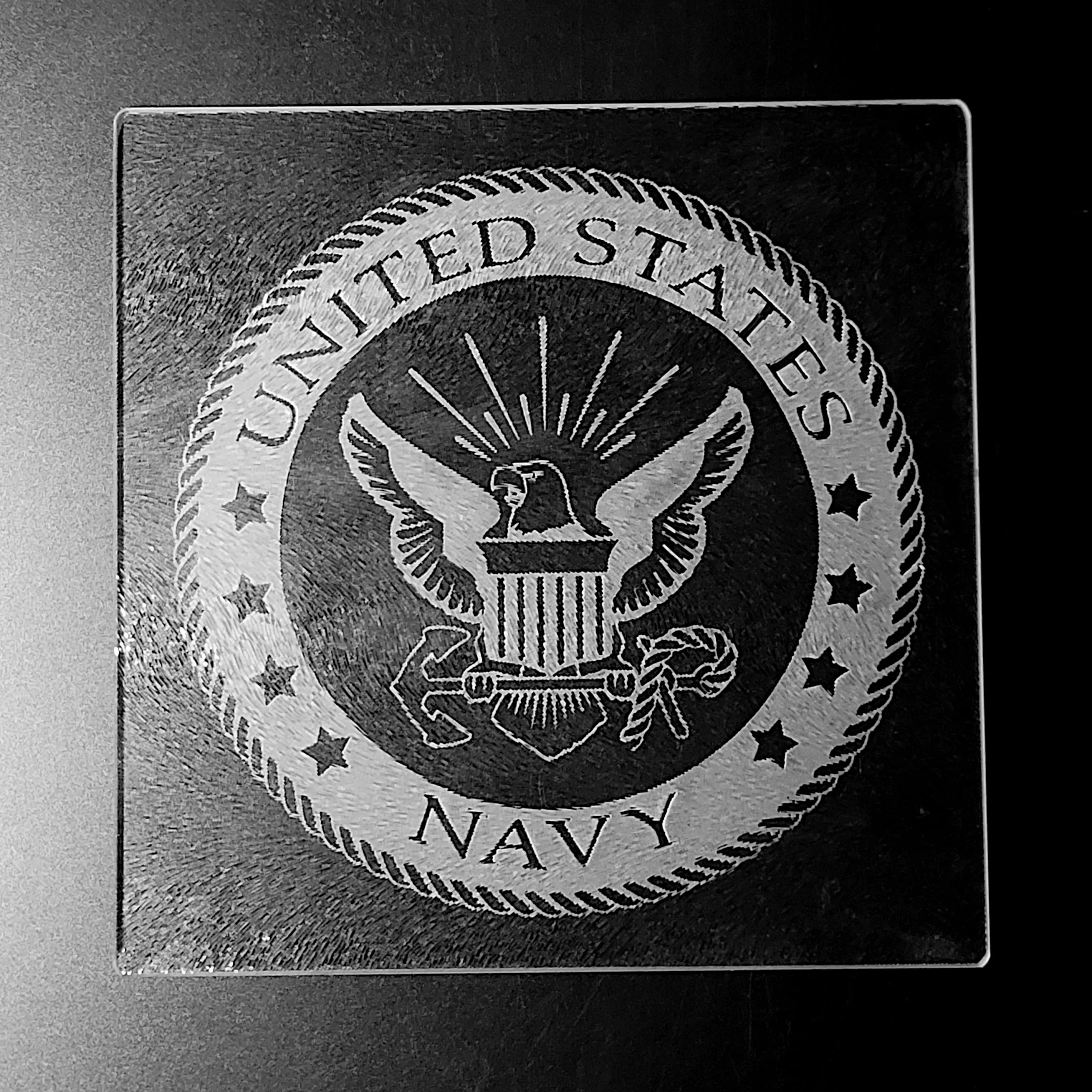U. S. Navy Sand-carved Glass Cutting Board