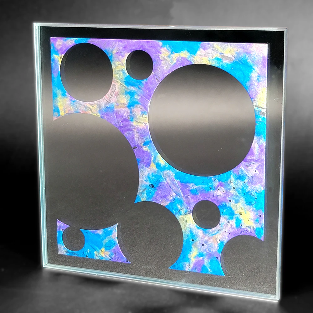 Bubbles Silhouette Etched Mirror Resin Infill