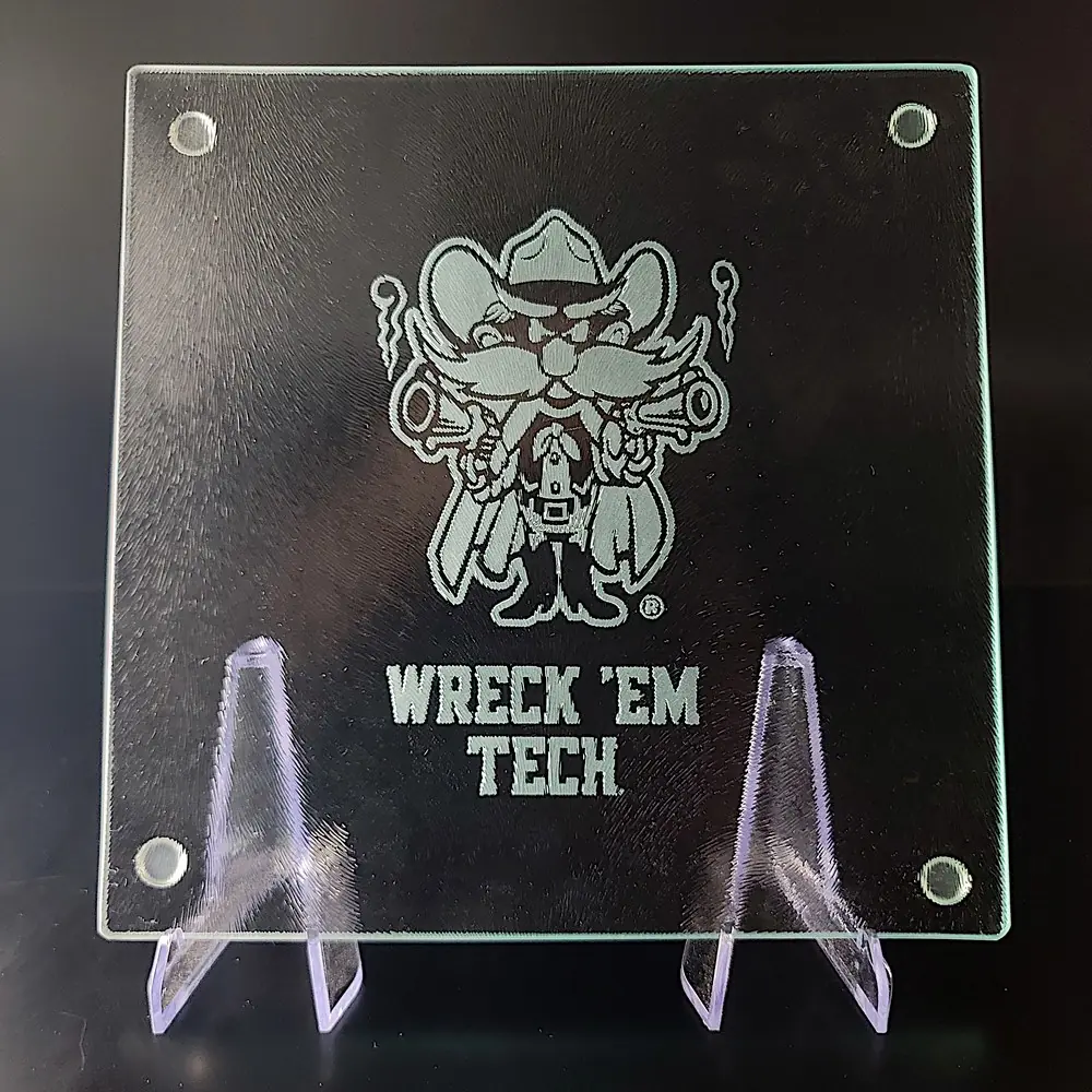 Glass Cutting Board - TTU Raider Red WRECK 'EM TECH