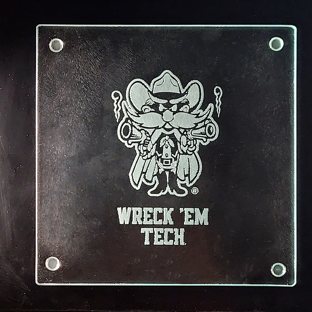 Glass Cutting Board - TTU Raider Red WRECK 'EM TECH