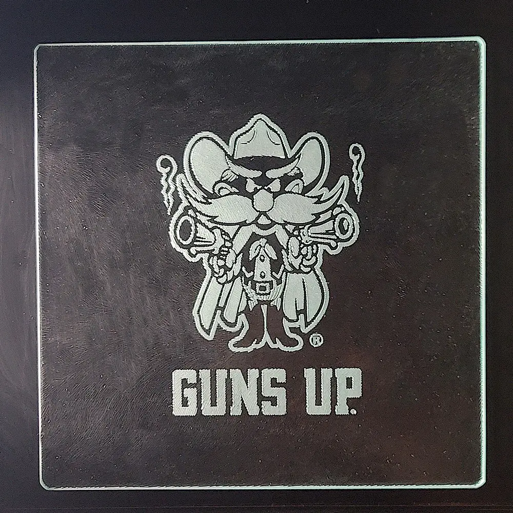 Glass Cutting Board - TTU Raider Red GUNS UP