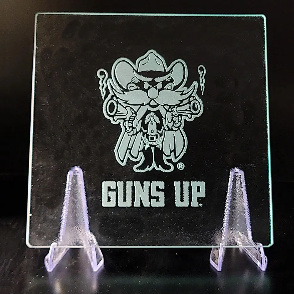 Glass Cutting Board - TTU Raider Red GUNS UP