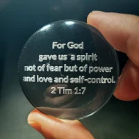 Christian cabochon, Bible verse gift, 2 Timothy 1:7 decor, faith encouragement token, inspirational scripture design, Christian collectible, spiritual strength reminder, minimalist Christian art
