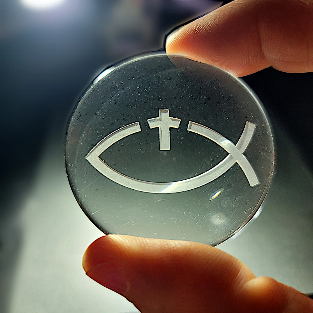 Christian fish symbol cabochon, Ichthys cross design, early Christian symbol, faith collectible, Christian gift idea, inspirational religious token, minimalist Christian art, spiritual identity symbol