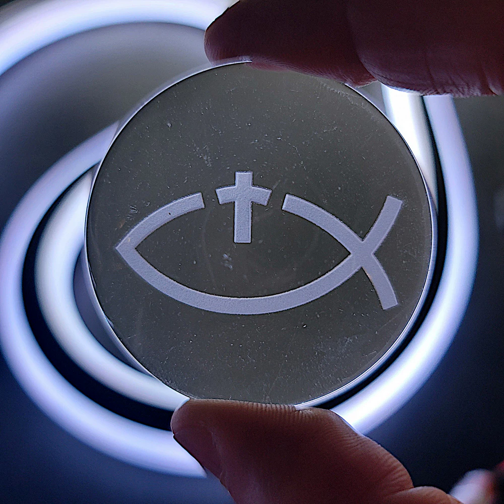 Christian fish symbol cabochon, Ichthys cross design, early Christian symbol, faith collectible, Christian gift idea, inspirational religious token, minimalist Christian art, spiritual identity symbol