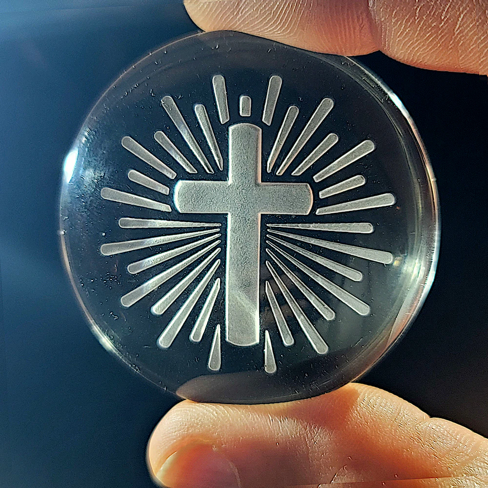 Christian cross cabochon, radiant cross design, faith collectible, Christian gift idea, inspirational religious token, light of Christ symbol, minimalist Christian art, spiritual encouragement decor