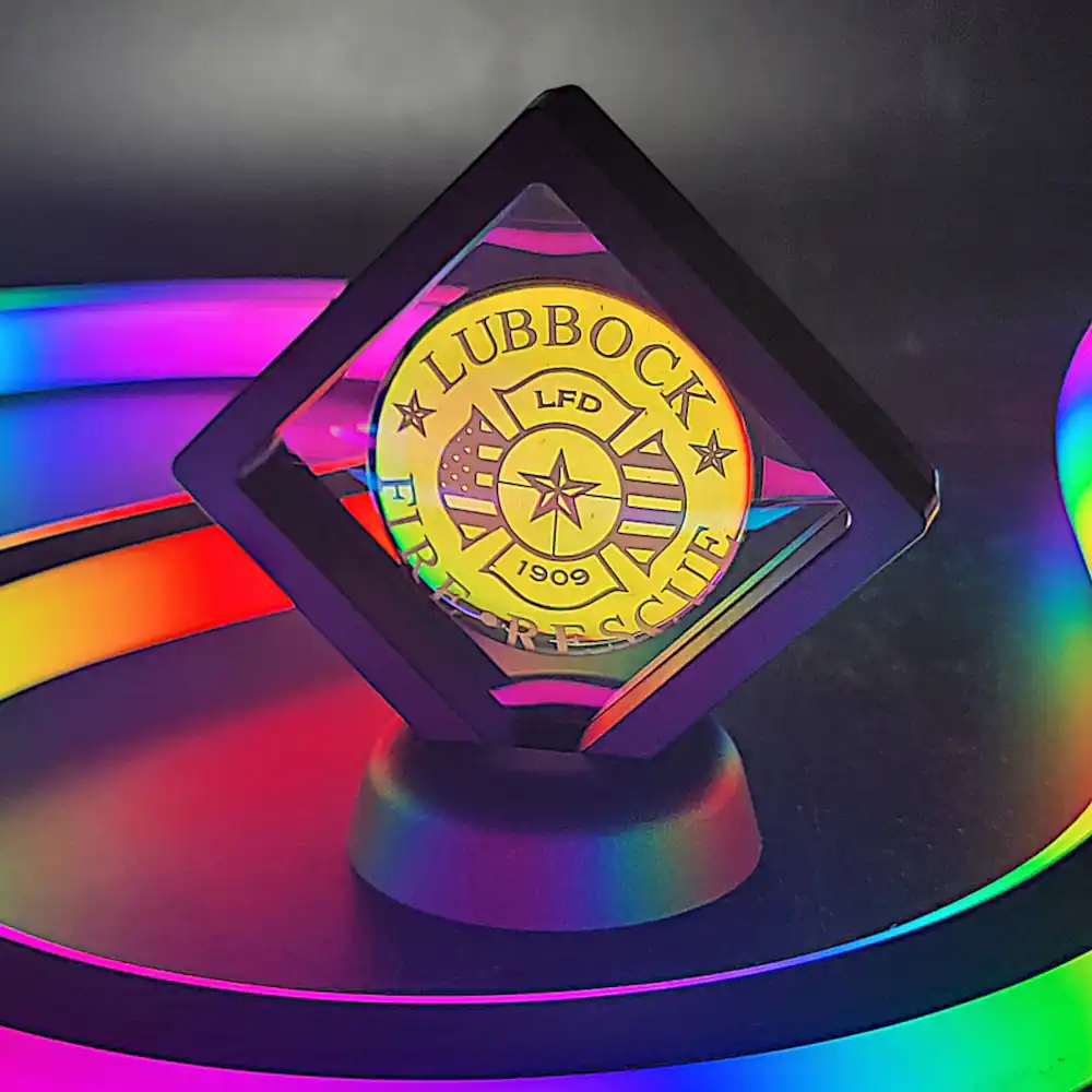 Lubbock Fire and Rescue firefighter cabochon, Maltese cross emblem, fire department symbol, Lubbock Fire Rescue design, firefighter gift idea, service and sacrifice token, first responder collectible, minimalist fire service ar