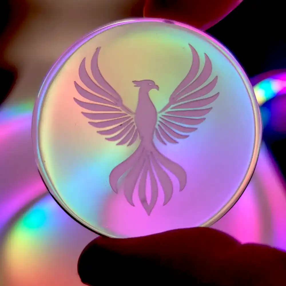 phoenix cabochon, rebirth symbol, resilience gift, mythical bird design, inspirational collectible, renewal symbol art, minimalist mythology decor, rising phoenix token