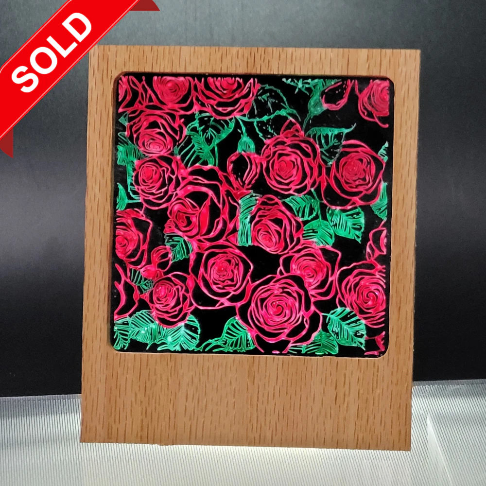 Rose Portrait wood stand-SOLD