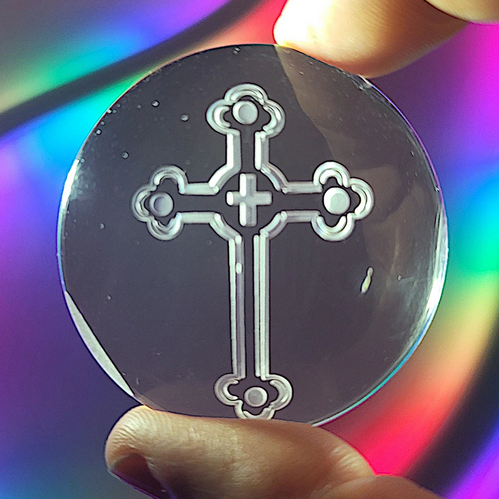 Christian cross cabochon, ornate cross design, medieval Christian symbol, faith collectible, Christian gift idea, symbolic religious art, devotional token, minimalist Christian decor