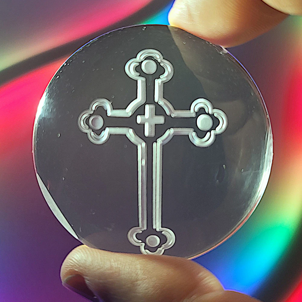 Christian cross cabochon, ornate cross design, medieval Christian symbol, faith collectible, Christian gift idea, symbolic religious art, devotional token, minimalist Christian decor