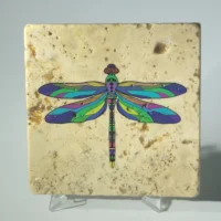 Travertine Stone Coaster - Dragonfly 02