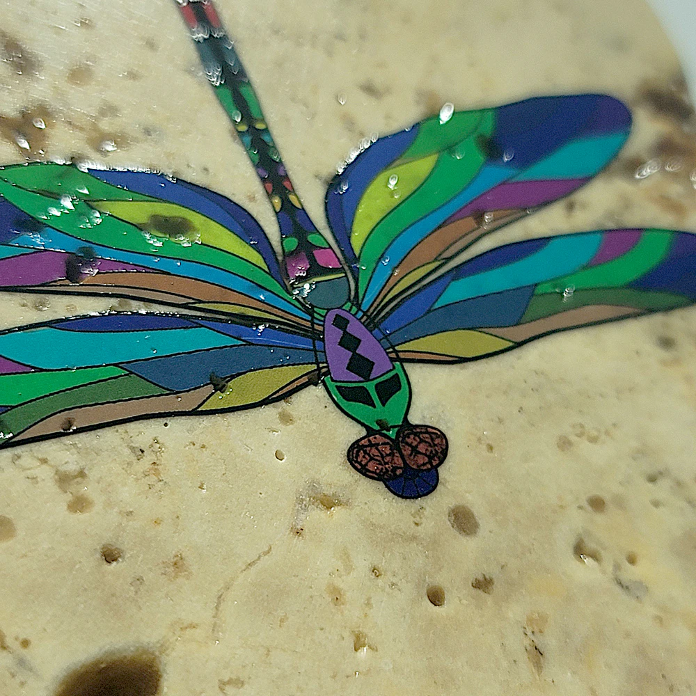 Travertine Stone Coaster - Dragonfly 02 - Image 4