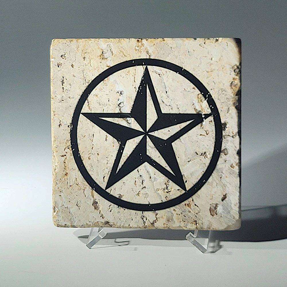 Travertine Stone Coaster - Beveled 5 Point Star in Circle - Image 7