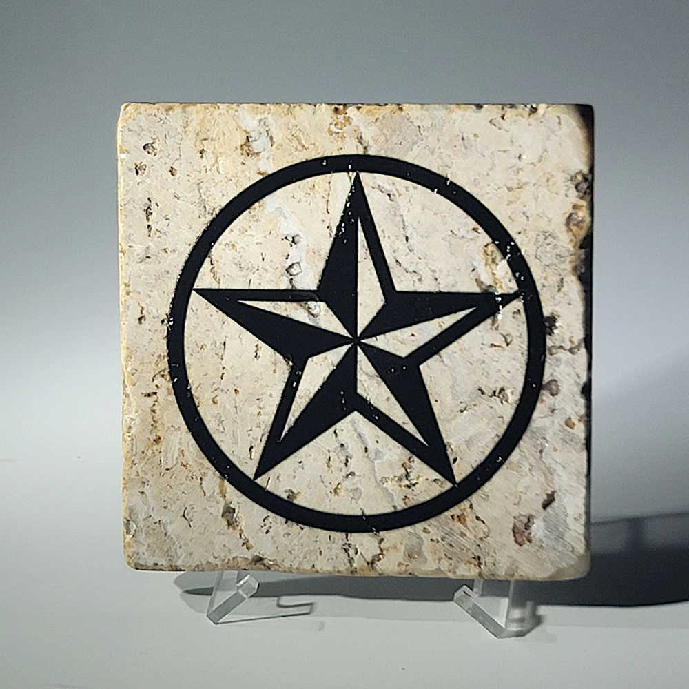 Travertine Stone Coaster - Beveled 5 Point Star in Circle - Image 6