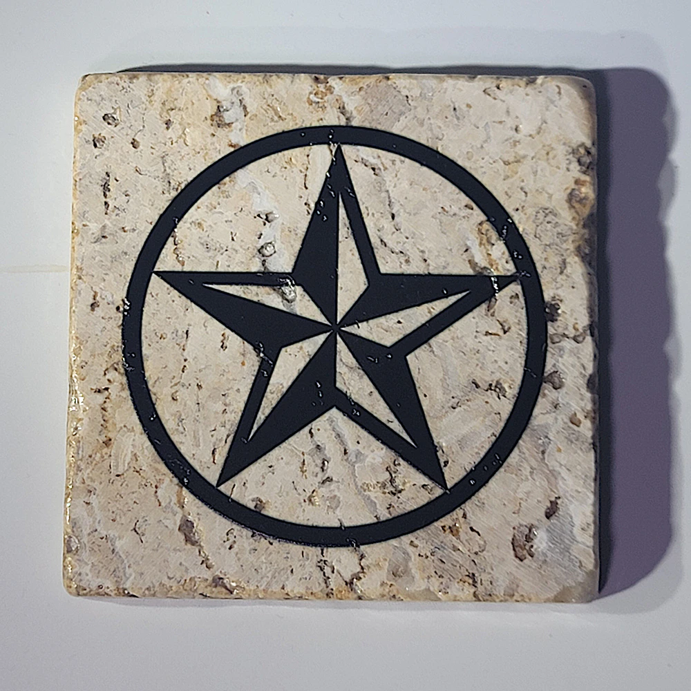 Travertine Stone Coaster - Beveled 5 Point Star in Circle - Image 4
