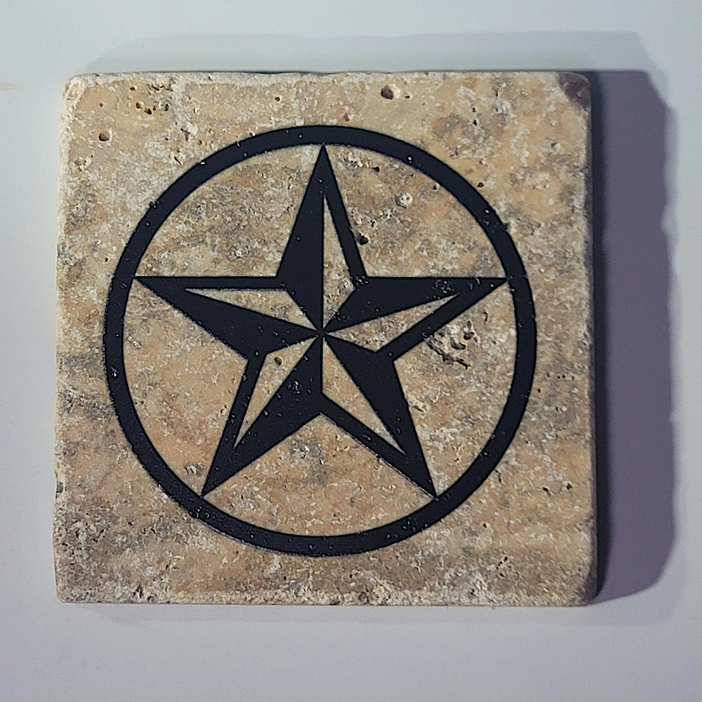Travertine Stone Coaster - Beveled 5 Point Star in Circle - Image 3
