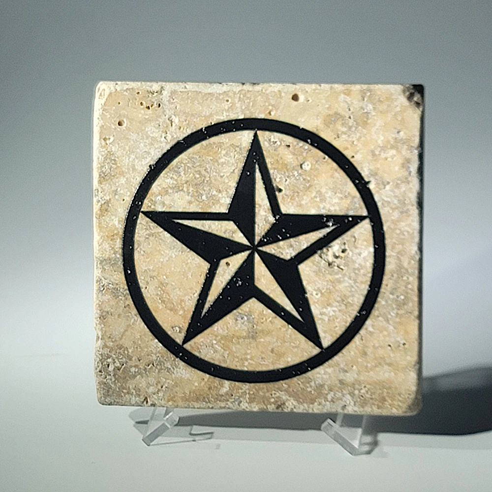 Travertine Stone Coaster - Beveled 5 Point Star in Circle - Image 2