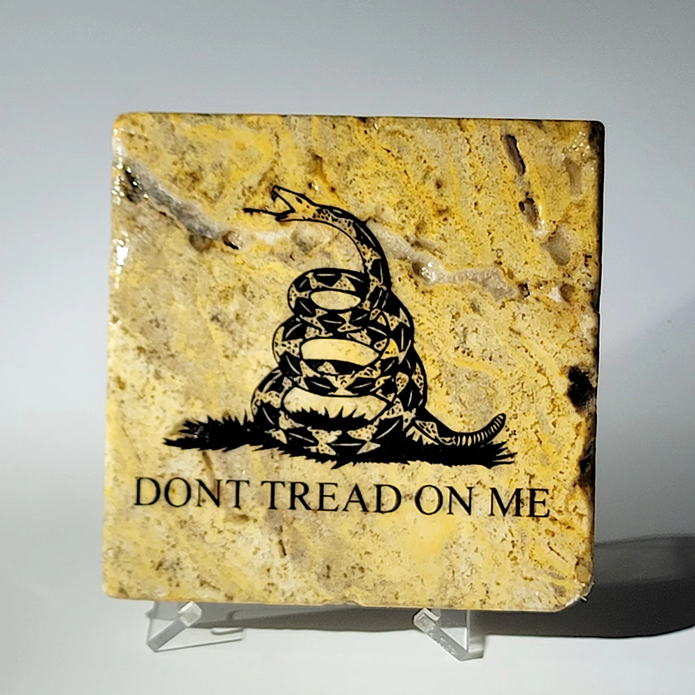 Travertine Stone Coaster - Don't Tread On Me - Image 5