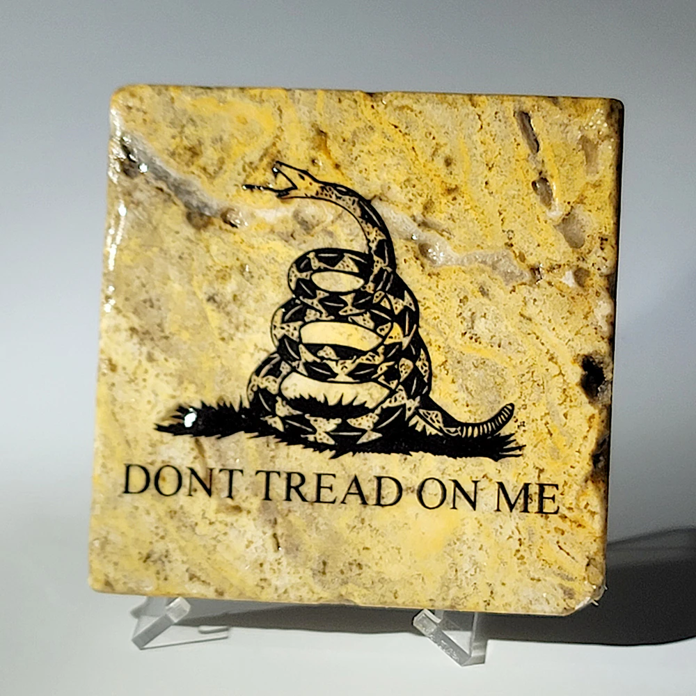 Travertine Stone Coaster - Don't Tread On Me - Image 4