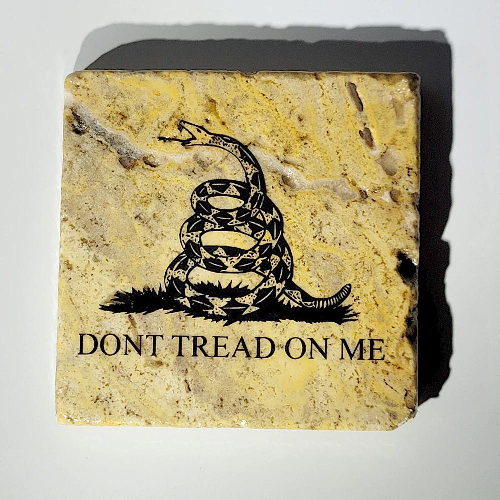 Travertine Stone Coaster - Don't Tread On Me - Image 3