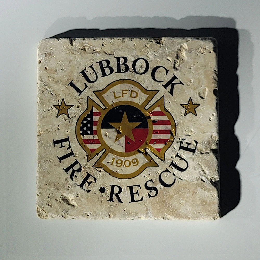 Travertine Stone Coaster - Lubbock Fire and Rescue - Image 3