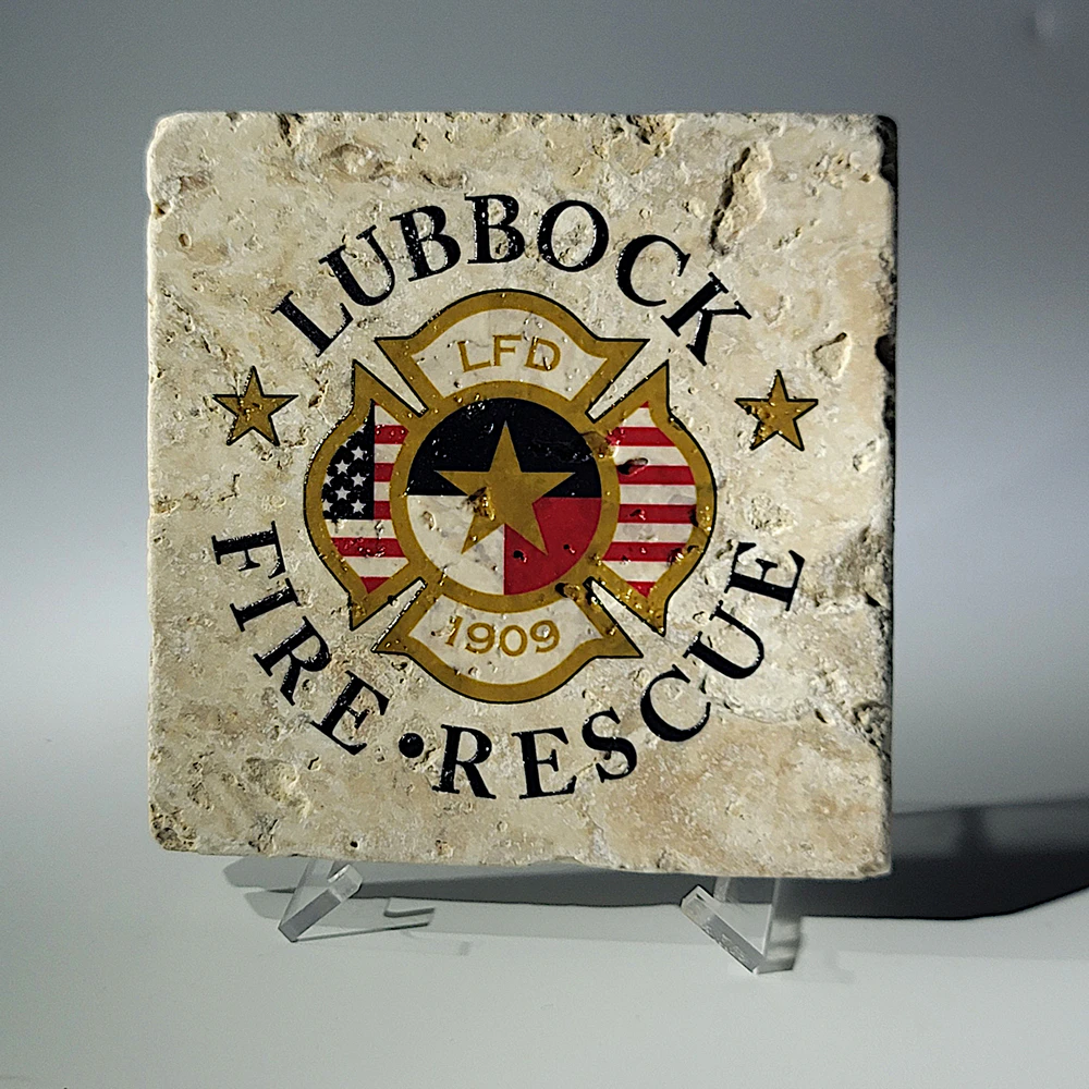 Travertine Stone Coaster - Lubbock Fire and Rescue - Image 2