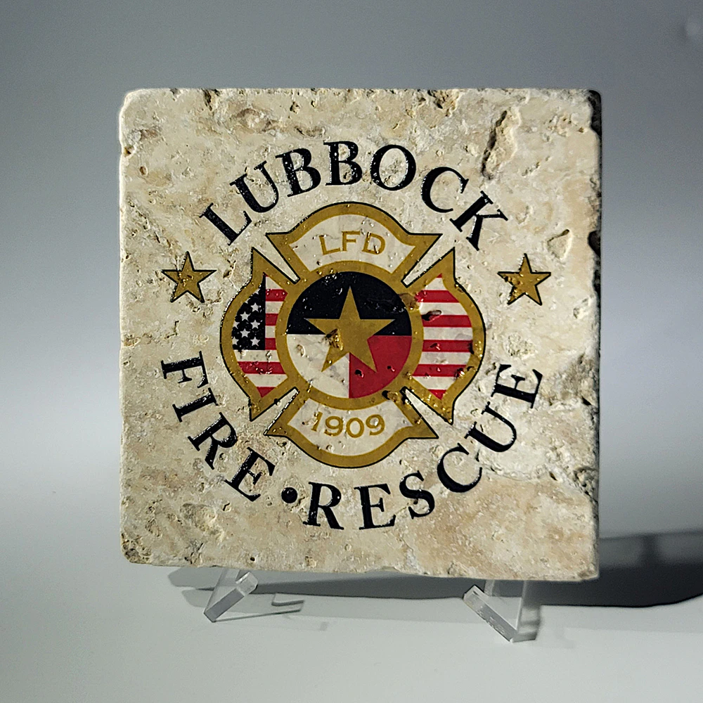 Travertine Stone Coaster - Lubbock Fire and Rescue